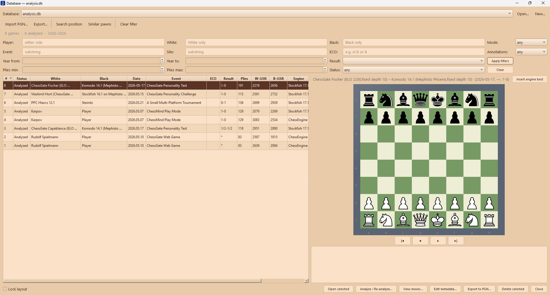 Linea Chess games database